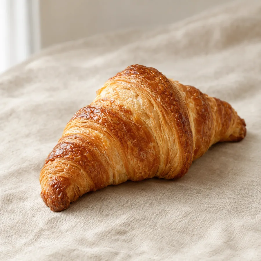 Golden, flaky butter croissant fresh from the oven